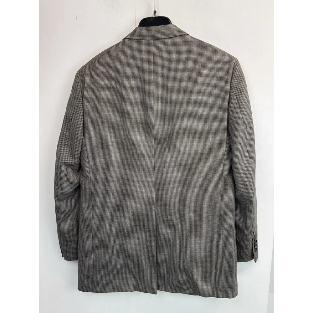 Joseph & Feiss Gold Mens 38R Blazer Houndstooth Gray 100% Wool Sport Coat Jacket